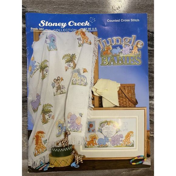 Lot of 3 Counted Cross Stitch Pattern Leaflets Kids Teddy Bears Jungle Vintage - Picture 2 of 8